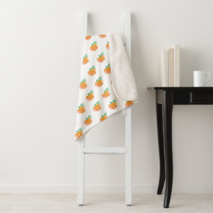 Halloween Hand Watercolored Cute Pumpkin Patch Sherpa Blanket