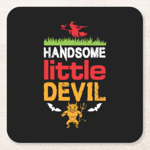 Halloween Handsome Little Birthday Square Paper Coaster