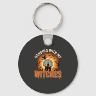 Halloween Hanging With My Witches Haunted House Key Ring