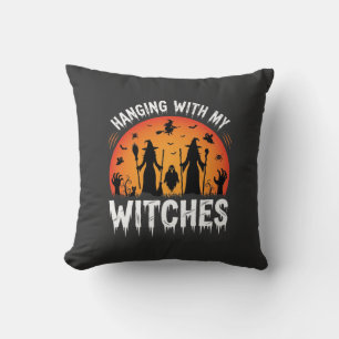 Halloween Hanging With My Witches Vintage Moon Cushion