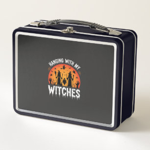 Halloween Hanging With My Witches Vintage Moon Metal Lunch Box