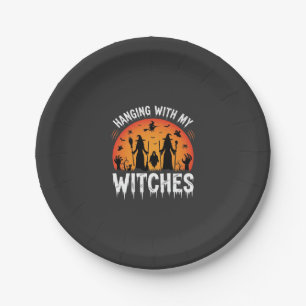 Halloween Hanging With My Witches Vintage Moon Paper Plate