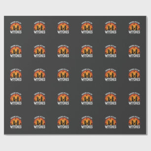 Halloween Hanging With My Witches Vintage Moon Wrapping Paper