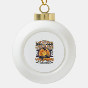 Halloween Happy Fishing Black Cats Pumpkins Crow A Ceramic Ball Christmas Ornament