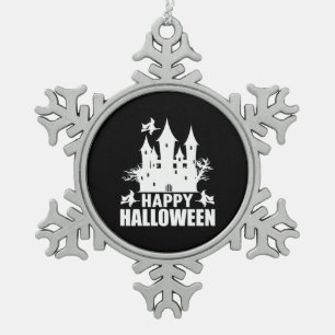 Halloween Happy Halloween Birthday Snowflake Pewter Christmas Ornament
