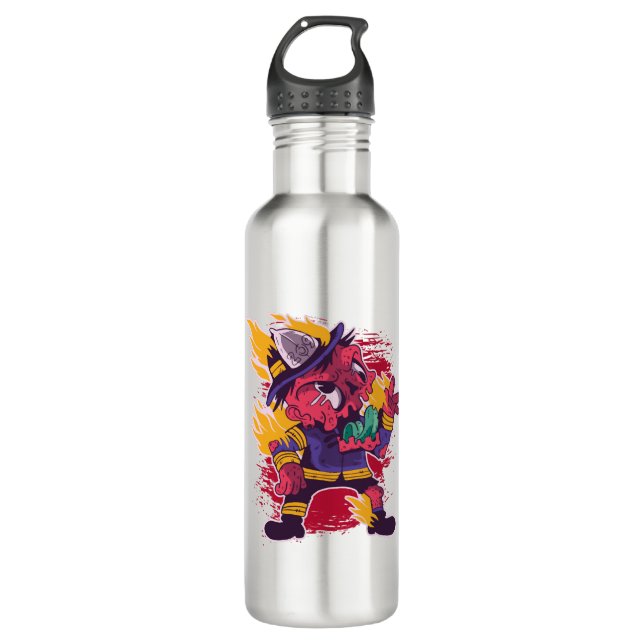 Halloween Happy Halloween Firefighter Costume 710 Ml Water Bottle (Front)