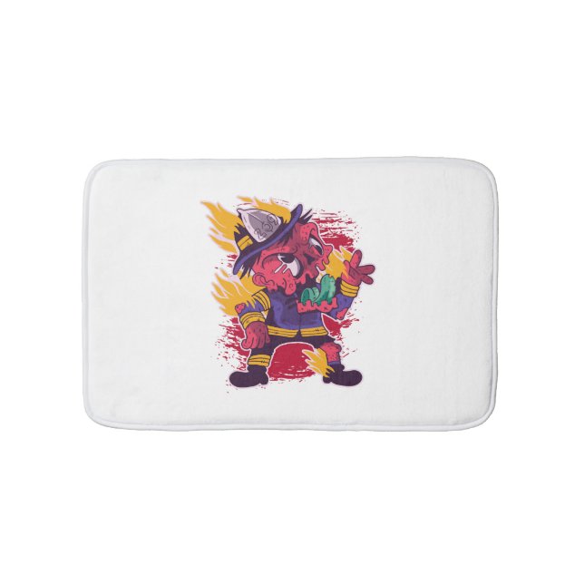 Halloween Happy Halloween Firefighter Costume Bath Mat (Front)