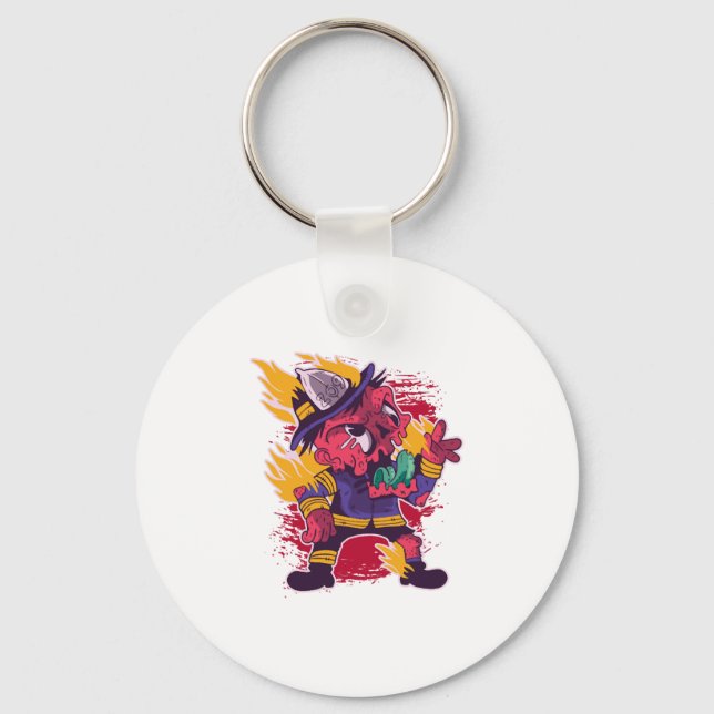 Halloween Happy Halloween Firefighter Costume Key Ring (Front)