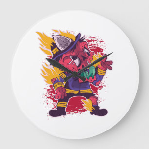 Halloween Happy Halloween Firefighter Costume Large Clock