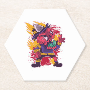 Halloween Happy Halloween Firefighter Costume Paper Coaster