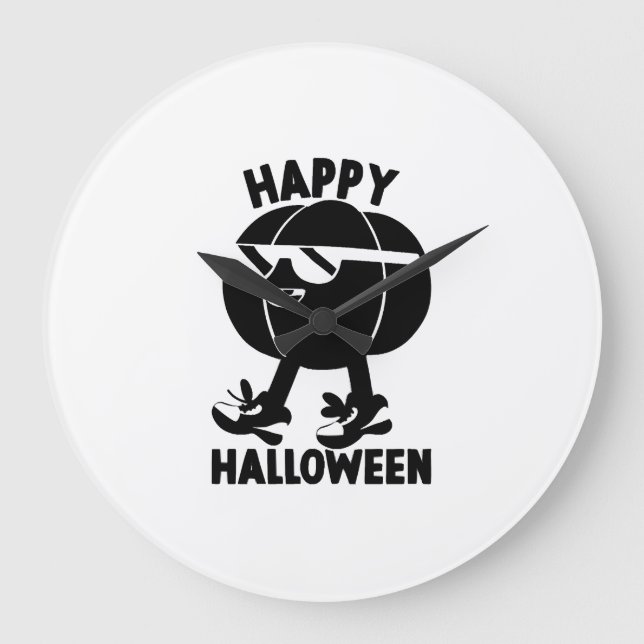 Halloween Happy Halloween Pumpkin Large Clock (Front)