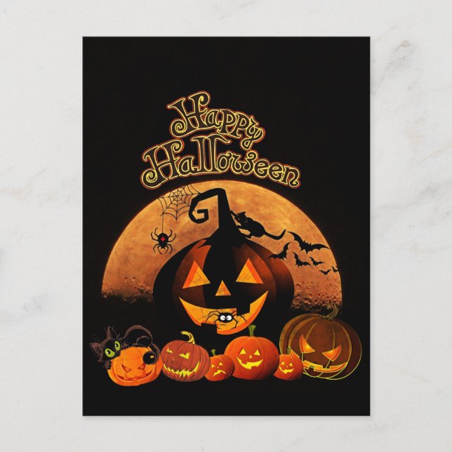 Halloween - Happy Halloween Pumpkins Postcard (Front)