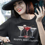 Halloween Happy Hallowtinti Cocktail Martini T-Shirt<br><div class="desc">This design may be personalised in the area provided by changing the photo and/or text. Or it can be customised by clicking Personalise this Template and then choosing the click to customise further option and delete or change the colour of the background, add text, change the text colour or style,...</div>