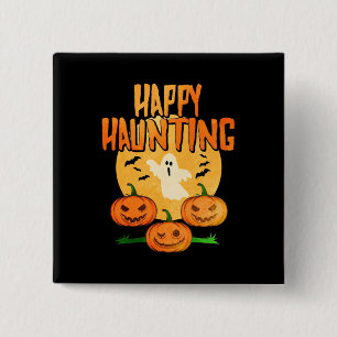 Halloween Happy Haunting 15 Cm Square Badge