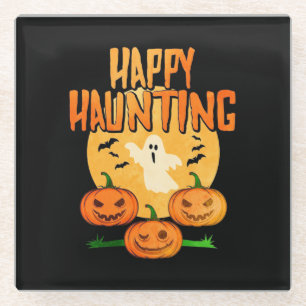 Halloween Happy Haunting Glass Coaster
