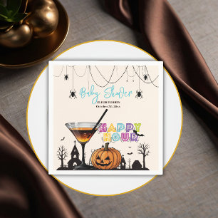 Halloween Happy Hour Pumpkin Cocktail Baby Shower Napkin