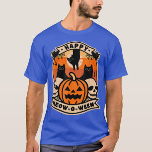Halloween Happy Meow-O-ween Cute Black Cats Funny T-Shirt