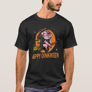 Halloween Happy Oinkween Halloween Pig Witch and C T-Shirt
