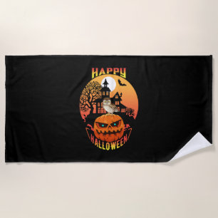 Halloween Happy Pumpkin Halloween Beach Towel