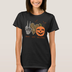 Halloween Happy Pumpkin Halloween Leopard Heart Pe T-Shirt