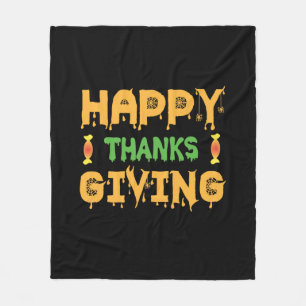 Halloween Happy Thanksgiving Birthday Fleece Blanket