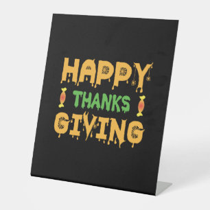 Halloween Happy Thanksgiving Birthday Pedestal Sign