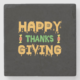Halloween Happy Thanksgiving Birthday Stone Coaster
