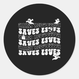 Halloween Harm Reduction Cute Ghost Public Health  Classic Round Sticker