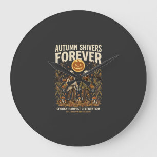 Halloween Harvest Bone Embrace Large Clock