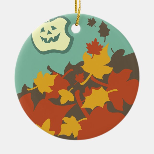 Halloween Harvest Ceramic Tree Decoration (Front)