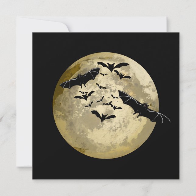 Halloween Harvest Full Moon And Night Flight Bats Card (Front)