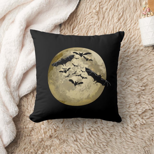 Halloween Harvest Full Moon And Night Flight Bats Cushion (Blanket)