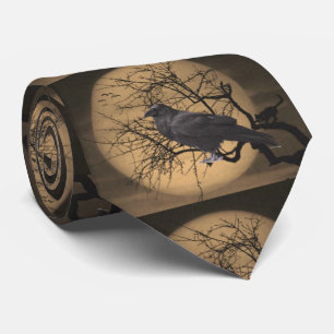 Halloween Harvest Moon with Raven Neck Tie