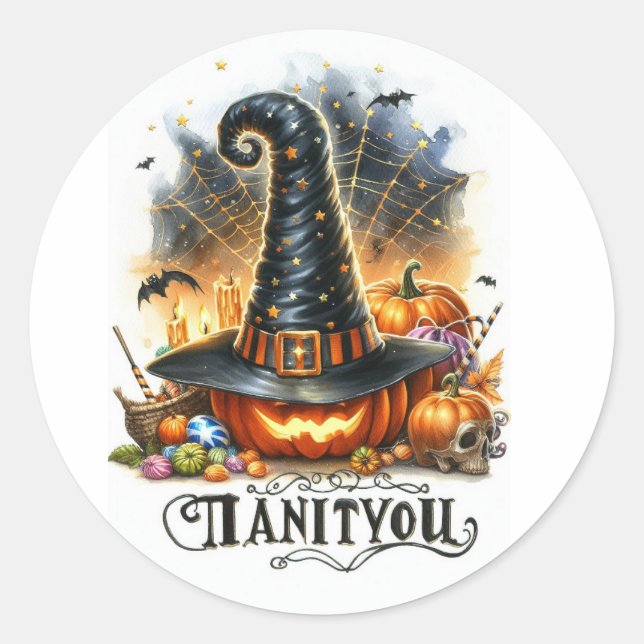 Halloween Hat Classic Round Sticker (Front)