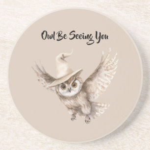 Halloween Hat Owl Be Seeing You Coaster