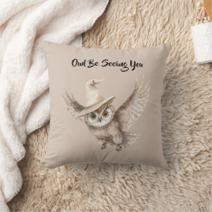 Halloween Hat Owl Be Seeing You Cushion