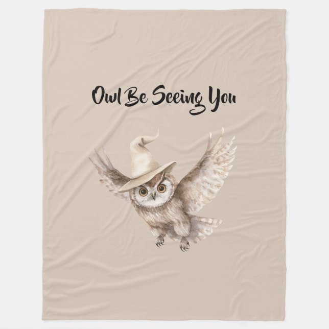 Halloween Hat Owl Be Seeing You Fleece Blanket (Front)