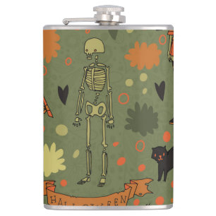 Halloween Haunt: Spooky Vintage Mix Hip Flask