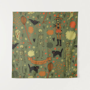 Halloween Haunt: Spooky Vintage Mix Tapestry