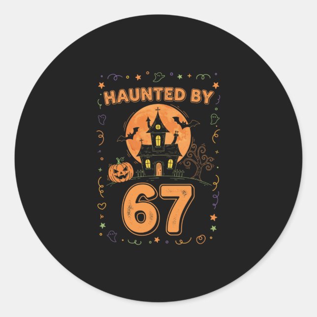 Halloween Haunted 67 Six Seven Meme 1 (12)  Classic Round Sticker (Front)