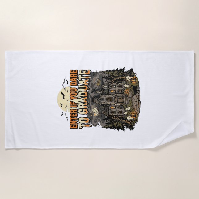 Halloween Haunted Academy Night Beach Towel (Front)
