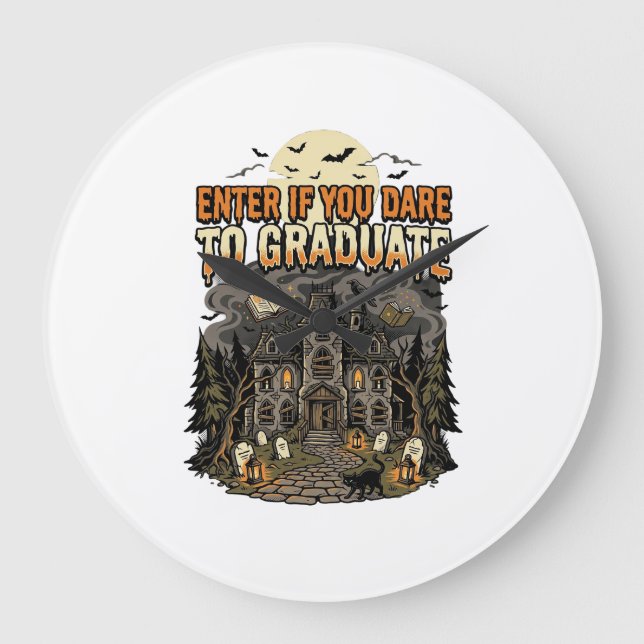 Halloween Haunted Academy Night Large Clock (Front)