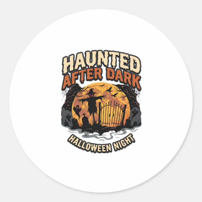 Halloween Haunted After Dark Classic Round Sticker (Front)