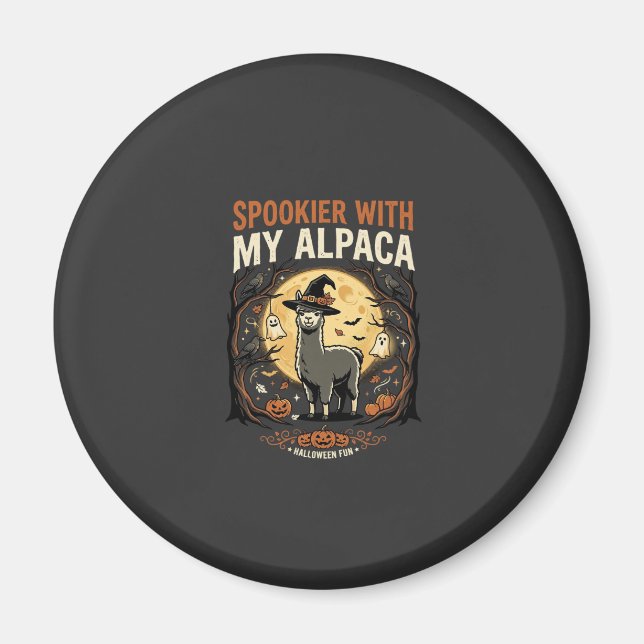 Halloween Haunted Alpaca Night Magnet (Front)