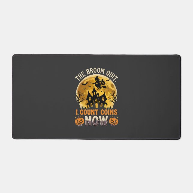 Halloween Haunted Banker Witch Desk Mat (Front)