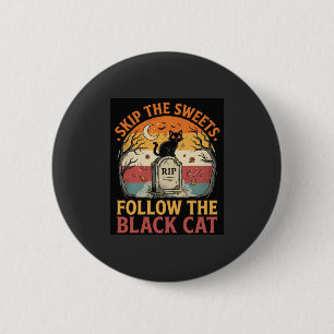 Halloween Haunted Black Cat Mischief 6 Cm Round Badge