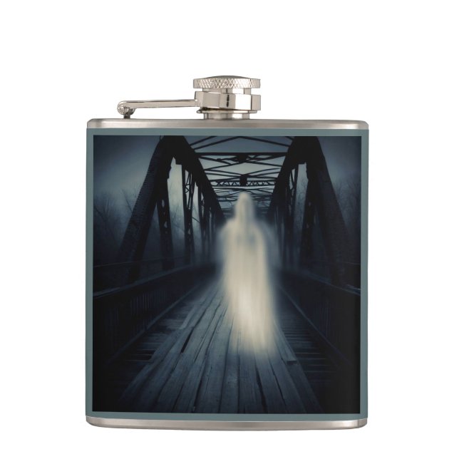 Halloween - Haunted Bridge 3 Hip Flask (Front)