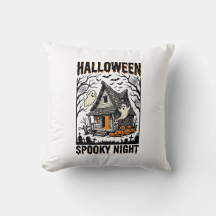Halloween Haunted Cabin Scary Night Vintage Art Cushion