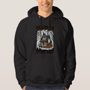 Halloween Haunted Cabin Scary Night Vintage Art Hoodie