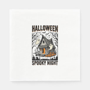 Halloween Haunted Cabin Scary Night Vintage Art Napkin